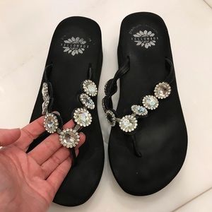 Yellow box Rhinestone flip flops
